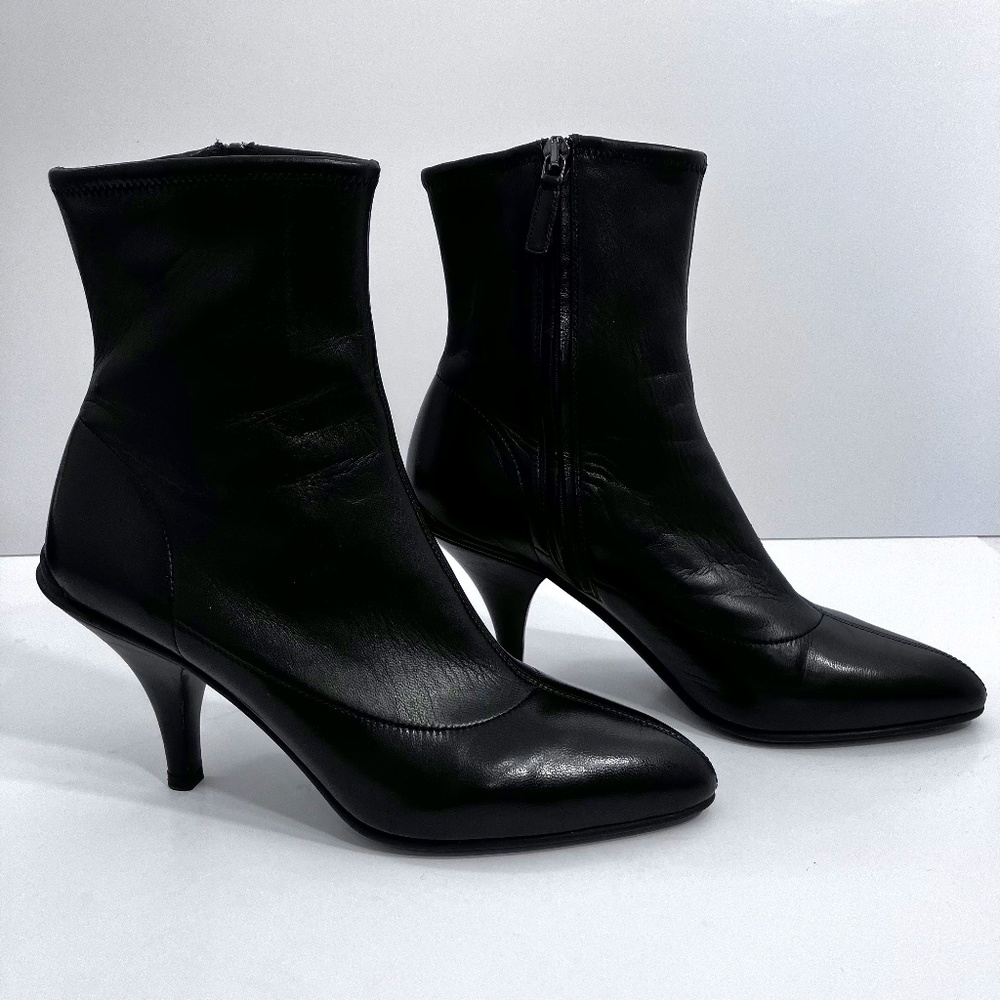 Prada Black Leather Ankle Boots Size 8.5